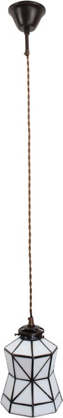 LumiLamp Hanglamp Tiffany Ø 15*115 cm E14/max 1*40W Wit, Bruin Glas, Metaal Asymmetrisch Hanglamp Eettafel Hanglampen Eetkamer