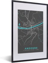 Fotolijst incl. Poster - Stadskaart – Grijs - Kaart – Andenne – België – Plattegrond - 40x60 cm - Posterlijst