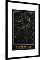 Fotolijst incl. Poster - Florenville - Kaart - Plattegrond - Gold - Stadskaart - 60x90 cm - Posterlijst