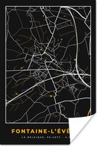 Poster Fontaine-L'Évêque - Plattegrond - Goud - Kaart - Stadskaart - 40x60 cm