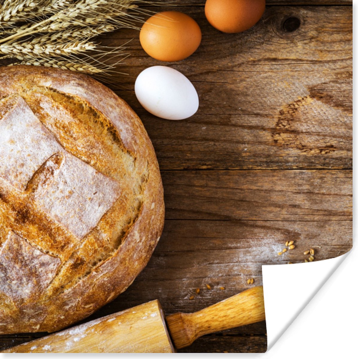 Poster Brood - Eieren - Keuken - 30x30 cm