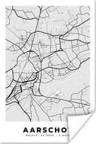Poster Kaart – Plattegrond – Stadskaart – Aarschot – België – Zwart Wit - 80x120 cm