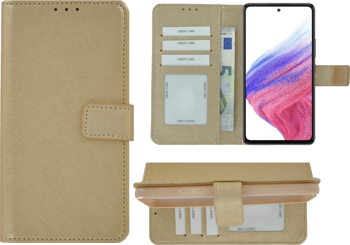 MoDo hoesje Geschikt voor Samsung Galaxy A53 5G - Kunstleer Book Case - Goud
