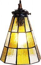 LumiLamp Hanglamp Tiffany Ø 15x115 cm Geel Bruin Glas Metaal Hanglamp Eettafel