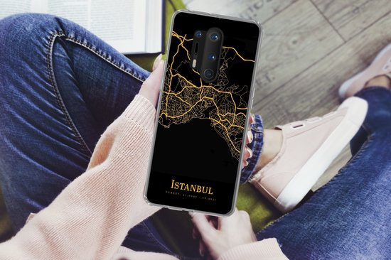 OnePlus 8 Pro - Istanbul - Carte - Or - Coque de téléphone en Siliconen