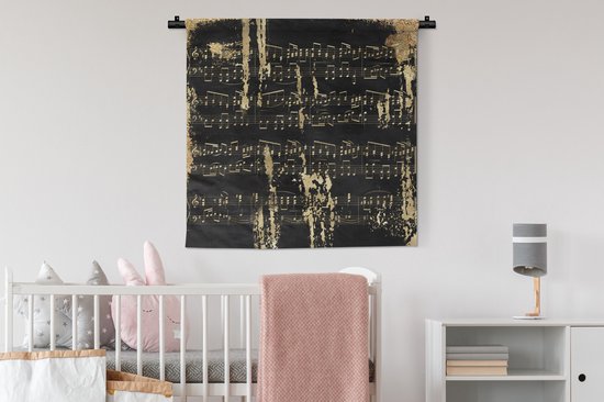 Tapisserie - Tapisserie - Musique - Or - Zwart - 90x90 cm - Tapisserie