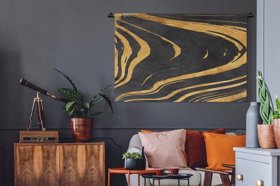Tapisserie - Tapisserie - Or - Zwart - Abstrait - 150x100 cm - Tapisserie
