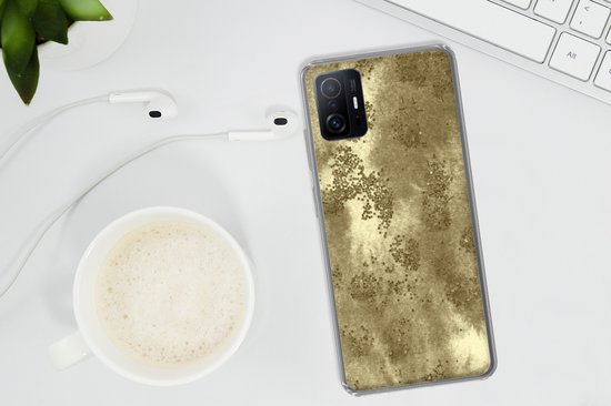 Convient pour coque Xiaomi 11T Pro - Or - Glitter - Structure - Coque de téléphone en Siliconen