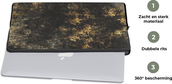 Housse pour ordinateur portable 13 pouces - Or - Zwart - Abstrait - Housse pour ordinateur portable