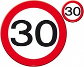 placemat/onderzetter set verkeersbord 30 rood/wit 8-delig
