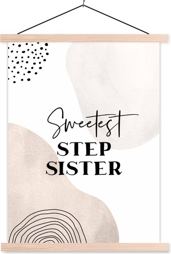 Porte-affiche avec affiche - Affiche scolaire - Proverbes - Soeur - Famille - Demi-soeur - 60x80 cm - Lattes vierges