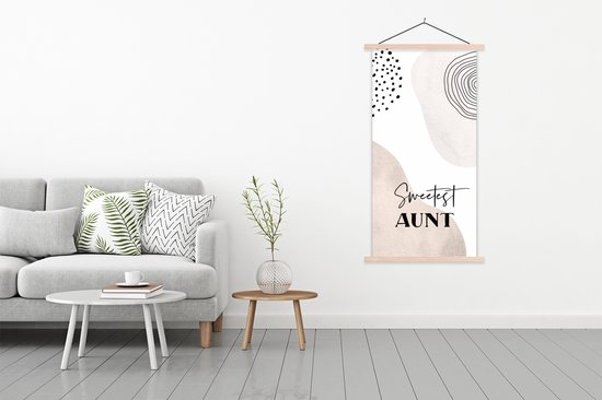 Porte-affiche avec affiche - Affiche scolaire - Citation - Tante - Amour - Tante - 90x180 cm - Lattes vierges