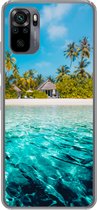 Geschikt voor Xiaomi Redmi Note 10 hoesje - Strand - Palmbomen - Zee - Siliconen Telefoonhoesje