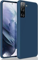 Samsung Galaxy S22 Hoesje - siliconen microvezel zacht backcover voor Samsung S22 - Navy