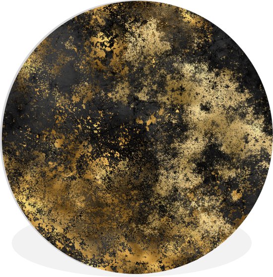 WallCircle - Wandcirkel ⌀ 30 - Goud - Zwart - Abstract - Luxe - Ronde schilderijen woonkamer - Wandbord rond - Muurdecoratie cirkel - Kamer decoratie binnen - Wanddecoratie muurcirkel - Woonaccessoires