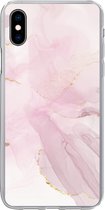 Coque iPhone Xs - Imprimé Marbre - Doré - Ligne - Coque en Siliconen -
