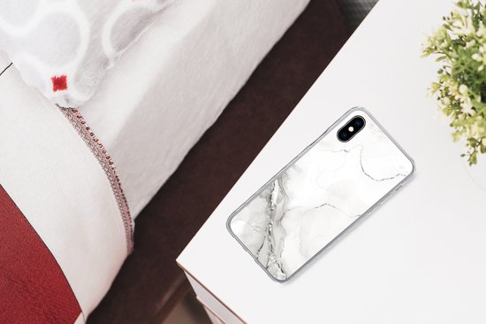 Coque iPhone Xs - Marbre - Wit - Motifs - Coque de téléphone en Siliconen