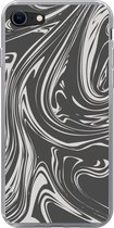Geschikt voor iPhone SE 2020 hoesje - Marmer print - Grijs - Patroon - Siliconen Telefoonhoesje