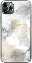 Geschikt voor iPhone 11 Pro Max hoesje - Marmer print - Gouden - Zwart - Siliconen Telefoonhoesje