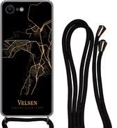 Coque avec cordon iPhone 8 - Velsen - Carte - Or - Siliconen - Bandoulière - Coque arrière avec cordon - Coque pour téléphone avec cordon - Etui avec corde