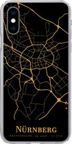 Geschikt voor iPhone X hoesje - Nürnberg - Kaart - Goud - Siliconen Telefoonhoesje