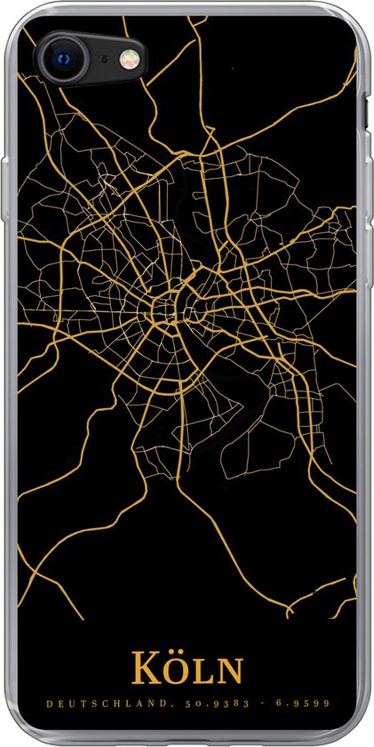 Coque pour iPhone SE 2020 - Cologne - Carte - Or - Coque de téléphone en Siliconen
