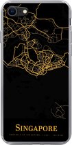 Geschikt voor iPhone 8 hoesje - Singapore - Kaart - Goud - Siliconen Telefoonhoesje
