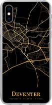 Geschikt voor iPhone Xs hoesje - Deventer - Kaart - Goud - Siliconen Telefoonhoesje