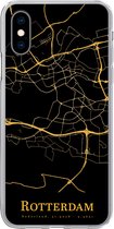 Geschikt voor iPhone X hoesje - Rotterdam - Kaart - Gold - Siliconen Telefoonhoesje