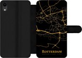 Bookcase Geschikt voor iPhone XR telefoonhoesje - Rotterdam - Kaart - Gold - Met vakjes - Wallet case met magneetsluiting