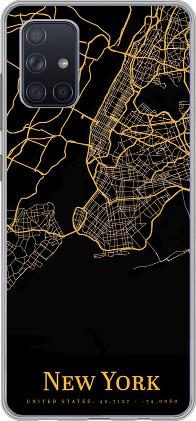 Coque Samsung Galaxy A51 - New York - Carte - Or - Coque de téléphone en Siliconen