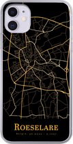 Geschikt voor iPhone 11 hoesje - Roeselare - Kaart - Goud - Siliconen Telefoonhoesje