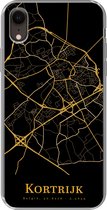 Geschikt voor iPhone XR hoesje - Kortrijk - Kaart - Goud - Siliconen Telefoonhoesje