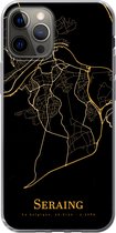 Geschikt voor iPhone 13 Pro hoesje - Seraing - Kaart - Goud - Siliconen Telefoonhoesje