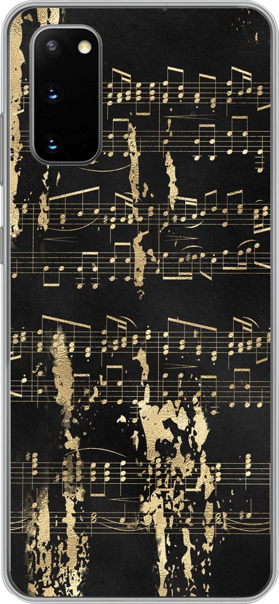 Telefoonhoesje Geschikt voor Samsung Galaxy S20 hoesje - Muziek - Goud - Zwart - Siliconen Telefoonhoesje Telefoonhoesje