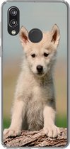 Geschikt voor Huawei P20 Lite (2020) hoesje - Wolf - Kind - Hout - Siliconen Telefoonhoesje