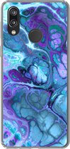 Geschikt voor Huawei P20 Lite (2020) hoesje - Kunst - Golf - Blauw - Psychedelisch - Siliconen Telefoonhoesje