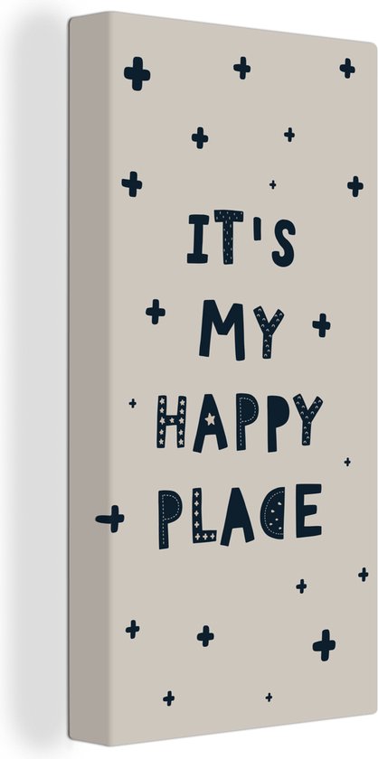 Canvas schilderij 80x160 cm - Wanddecoratie Spreuken - It's my happy place - Quotes - Kinderen - Kids - Baby - Jongens - Meiden - Muurdecoratie woonkamer - Slaapkamer decoratie - Kamer accessoires - Schilderijen