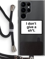 Case Company® - Samsung Galaxy S22 Ultra hoesje met Koord - Don't give a shit - Telefoonhoesje met Zwart Koord - Bescherming aan alle Kanten en Over de Schermrand