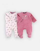 Noukie's - 2 pack pyjama - Meisje -Velour - Roze - 9 maand 74