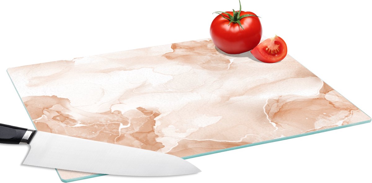 Glazen Snijplank - 39x28 - Marmer - Rood - Wolken - Snijplanken Glas