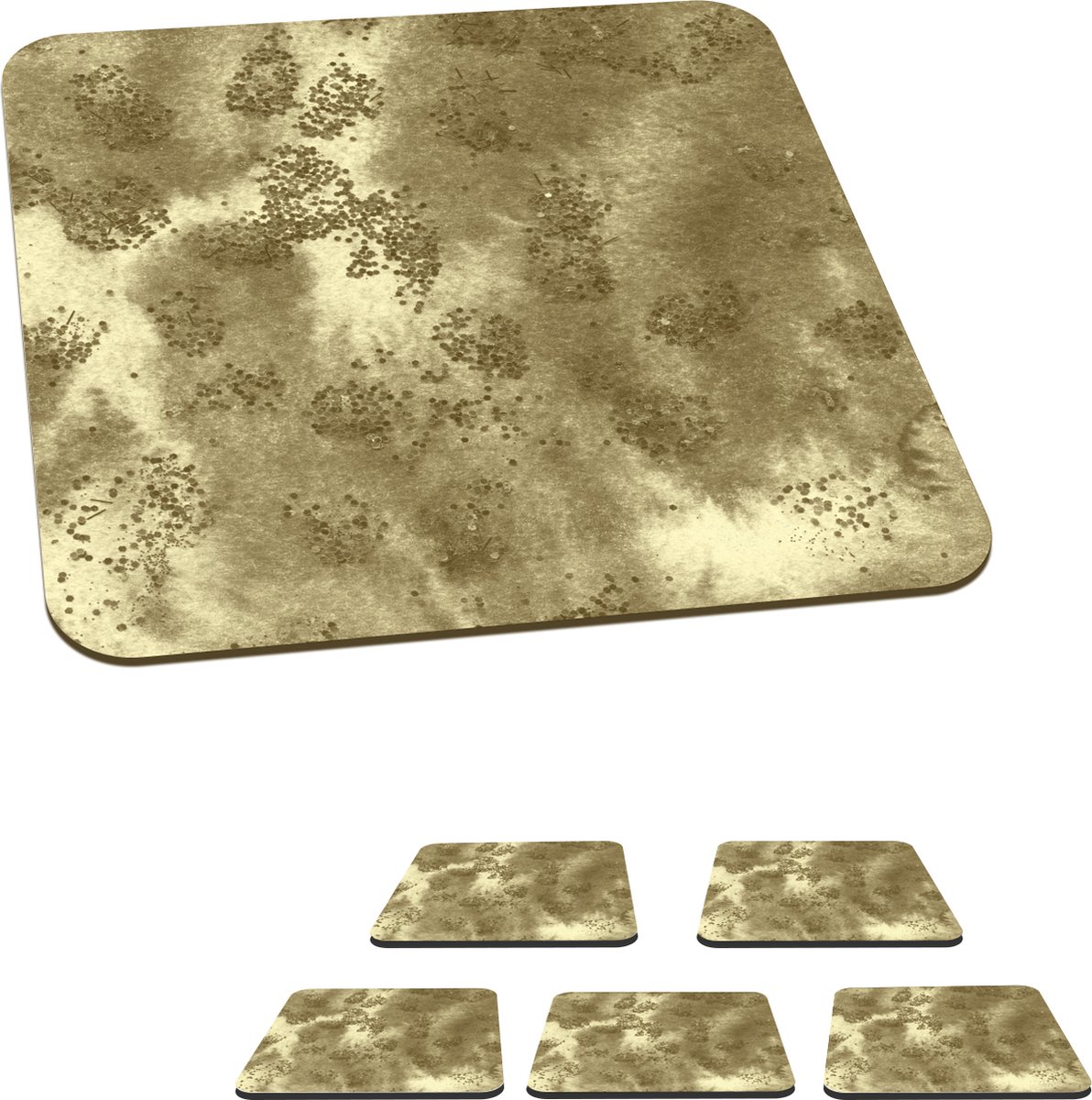 Onderzetters voor glazen - Goud - Glitter - Structuur - 10x10 cm - Glasonderzetters - 6 stuks