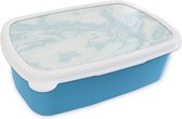 Broodtrommel Blauw - Lunchbox - Brooddoos - Marmer - Blauw - Patroon - 18x12x6 cm - Kinderen - Jongen