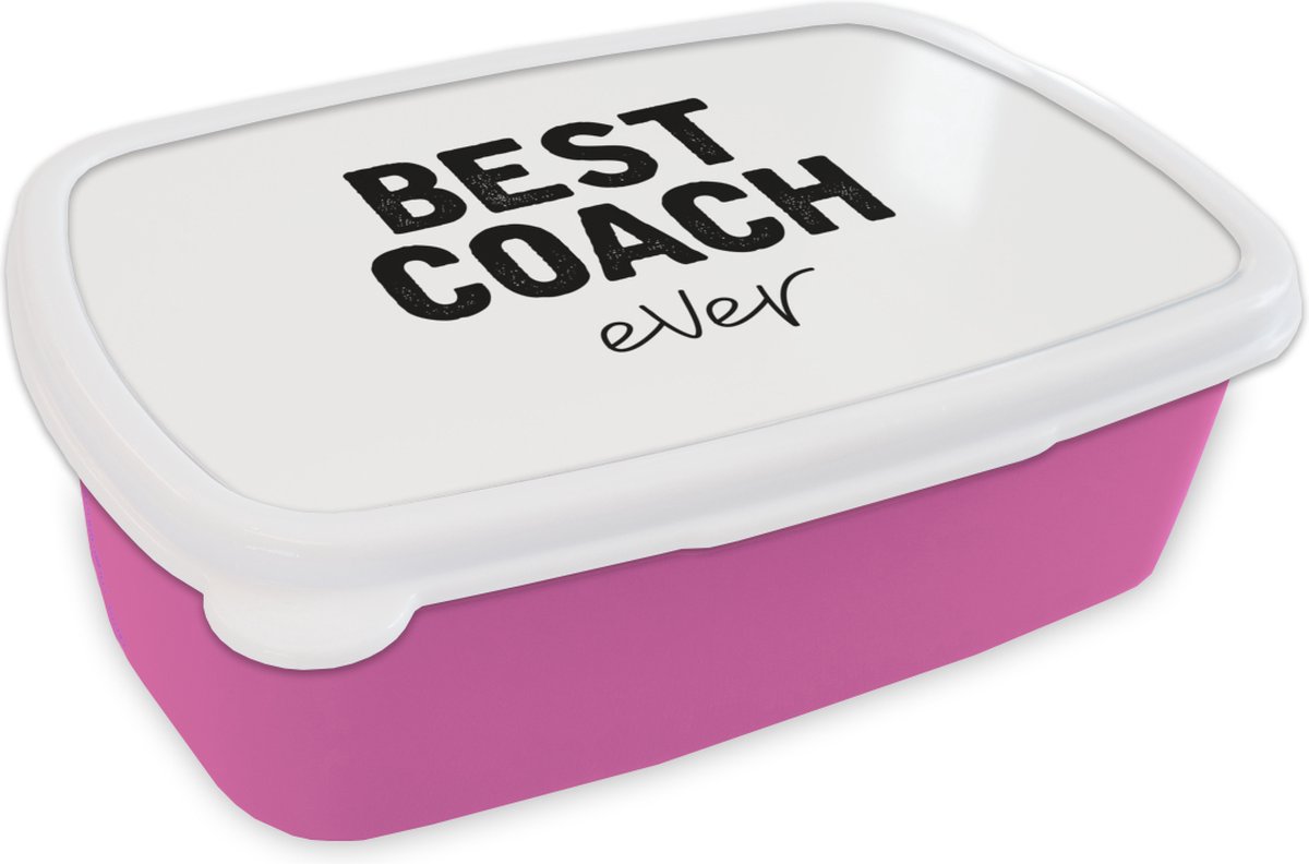 Broodtrommel Roze - Lunchbox - Brooddoos - Coach - Beste - Quote - 18x12x6 cm - Kinderen - Meisje