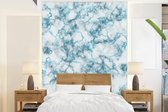 Behang - Fotobehang Marmer - Blauw - Patronen - Breedte 175 cm x hoogte 240 cm