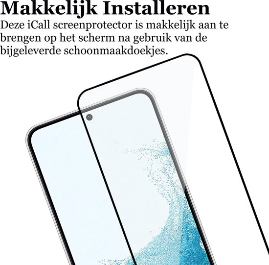 Coque Samsung Galaxy S22 - Etui Portefeuille en Cuir Portefeuille Porte-Cartes Zwart - Protecteur d'écran en Tempered Glass Trempé