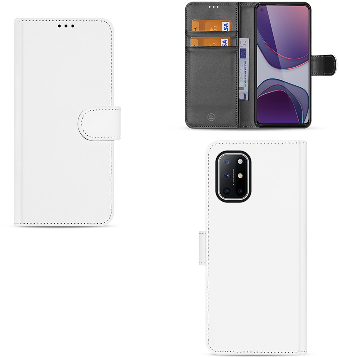 Book Case OnePlus 8T Hoesje Wit met Pasjeshouder