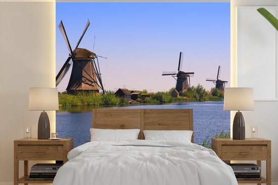 Behang - Fotobehang Nederland - Molen - Water - Breedte 240 cm x hoogte 240 cm