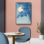 Walljar - Ohara Koson - Blossoming Cherry On A Moonlight Night - Muurdecoratie - Canvas schilderij