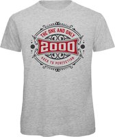 2000 The One And Only | Feest Kado T-Shirt Heren - Dames | Antraciet - Donker Rood | Perfect Verjaardag Cadeau Shirt | Grappige Spreuken - Zinnen - Teksten | Maat L